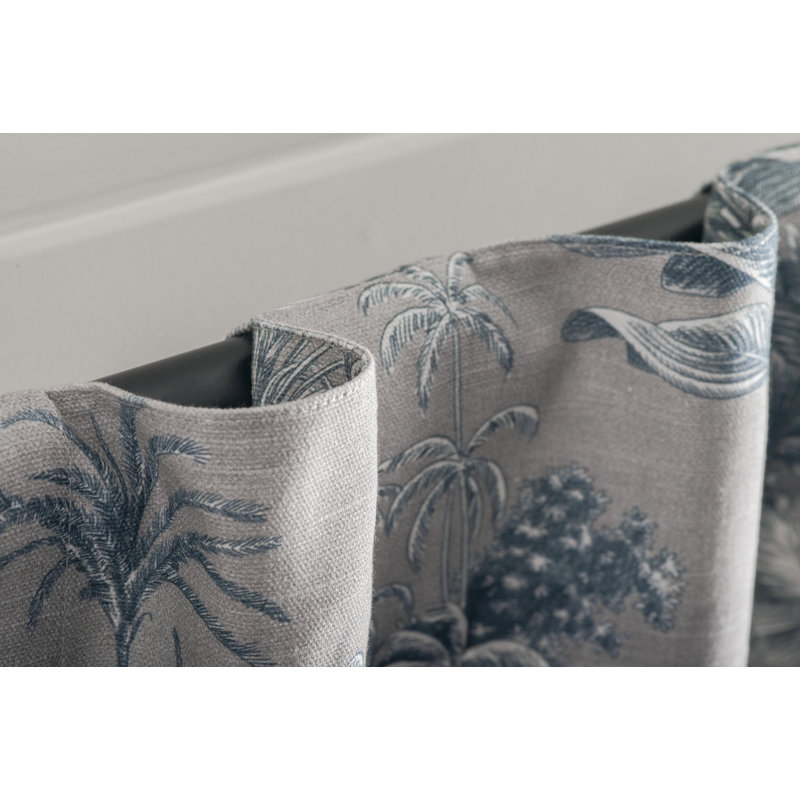 Maison d'Hermine Savana Jouy - Rideau bleu 100 % coton - 127 cm x 213 cm, Bleu, L 50 po x L 84 po