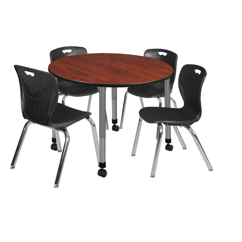 Table ronde Kee, H 34 po x L 48 po x l 48 po, Noir, Cerisier