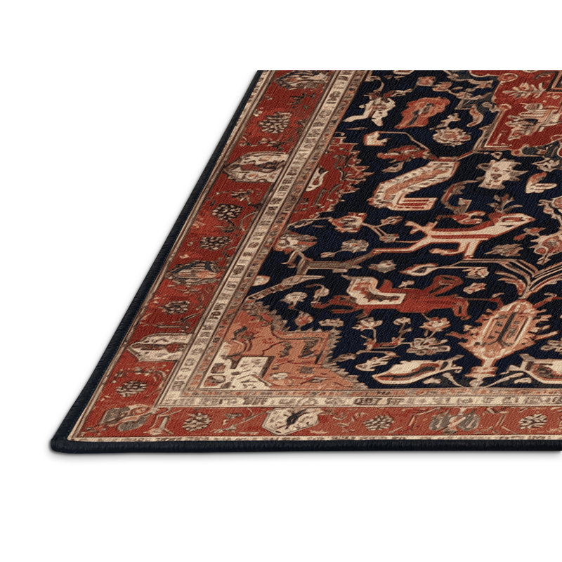 Machine Washable Persian Brown Area Rug, Rectangle 4' x 6'