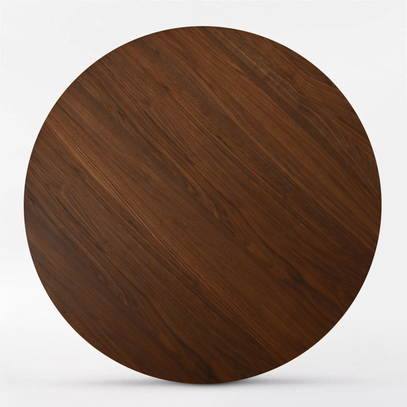 Ensemble de salle à manger rond 7 pièces avec table en placage de bois et chaises à oreilles en chenille, Vin