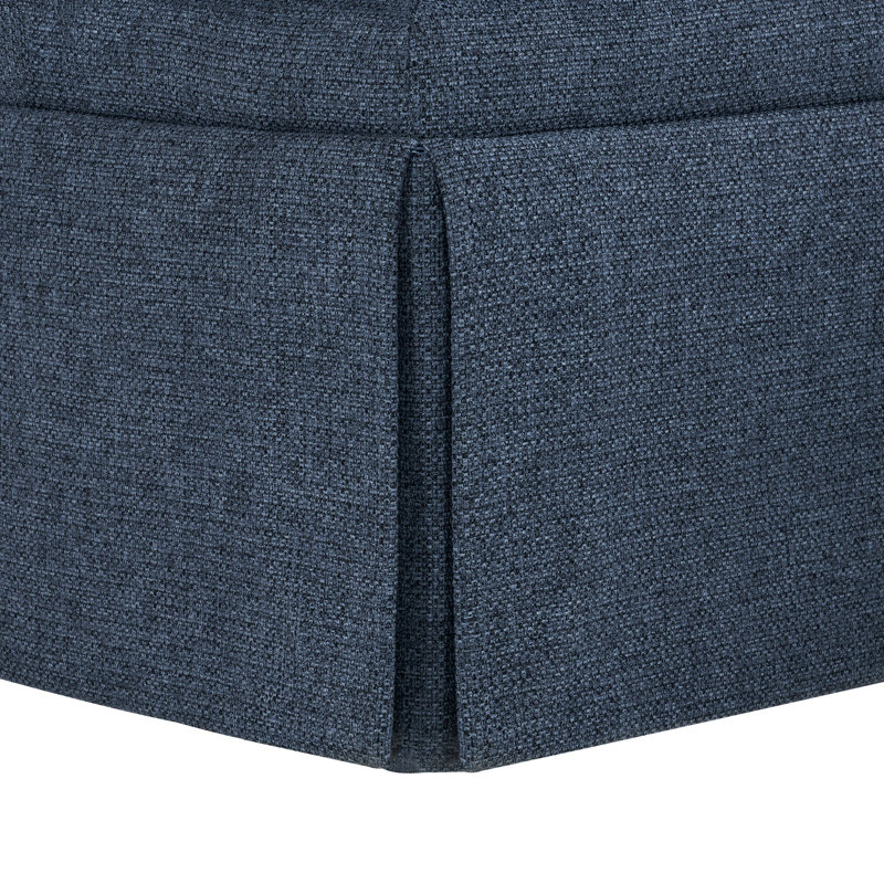 Fauteuil demi-tonneau pivotant avec repose-pieds 32,7 po, Lin bleu foncé