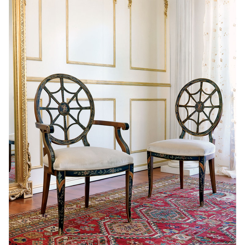 Upholstered Side Chair in White/Brown