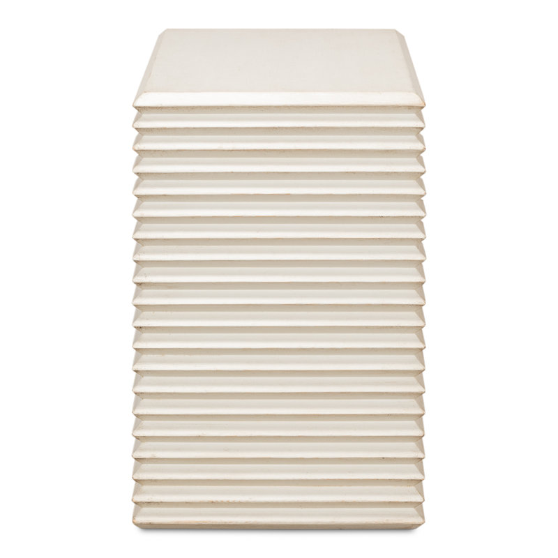 Stacked Solid Wood End Table, Antique White