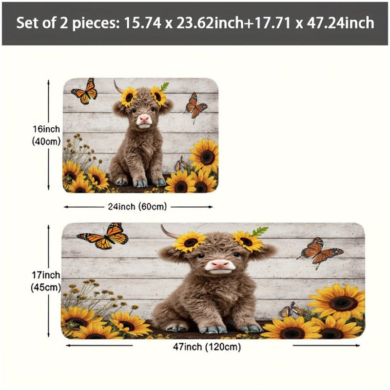 Ensemble de 2 tapis de cuisine Highland Cow