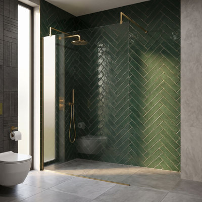 nuie 1400mm Brushed Brass Wetroom Screen