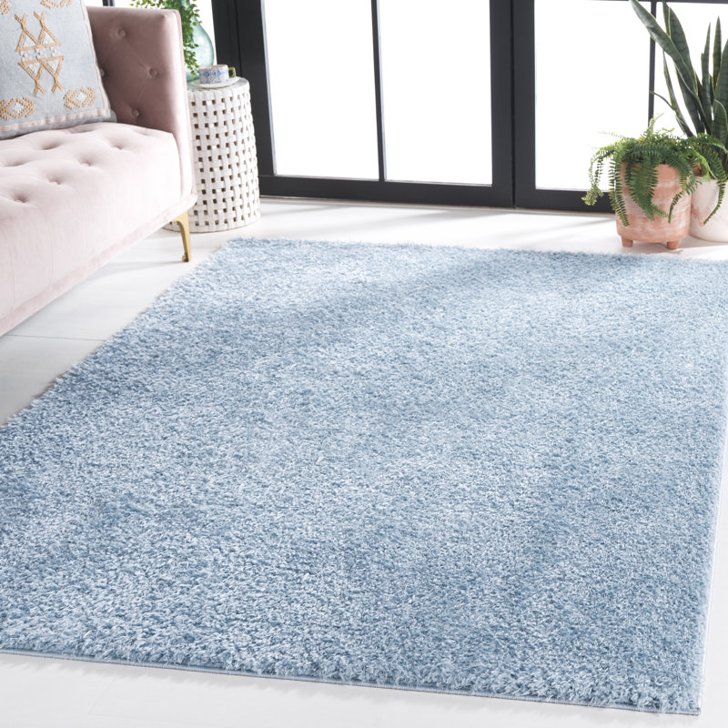 Tapis de couleur unie à poils longs Lindsay, Carré 6 pi 7 po, Aqua