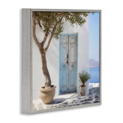 «Coastal Greek Door», estampe numérique encadrée par RileyB