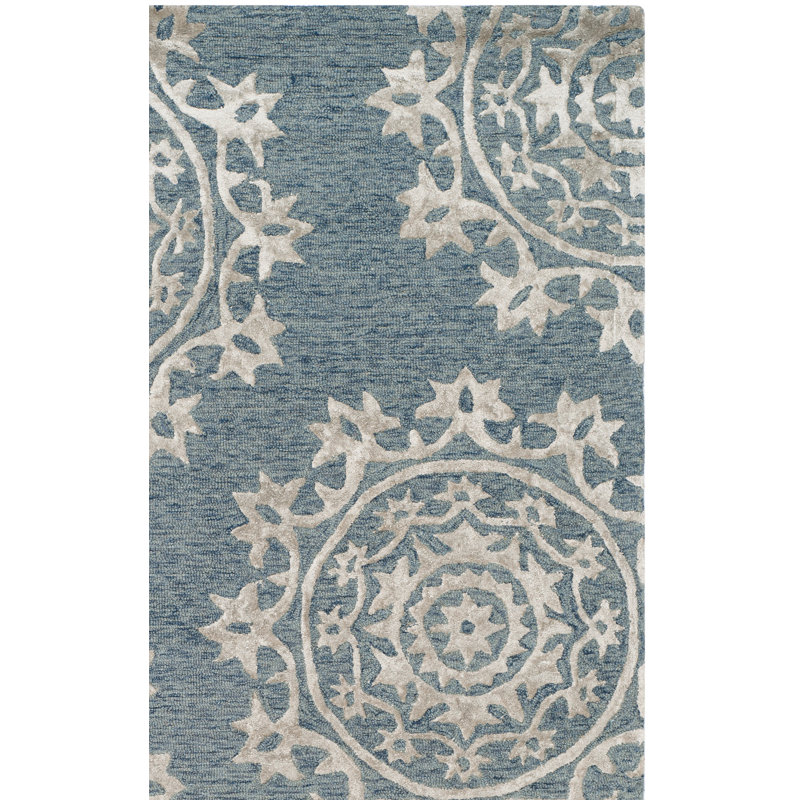 Tapis damassé en laine et viscose Rudra, Tapis de couloir 2 pi 3 po x 7 pi