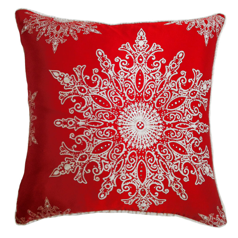 Coussin en soie flocon de neige ii Holiday Elegance, rouge