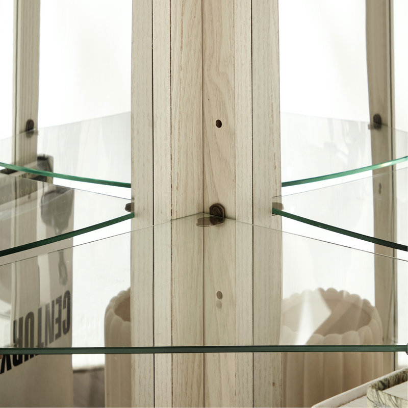 Vitrine lumineuse blanche, tablettes réglables, panneau en acrylique réfléchissant, éclairage à DEL, empreinte compacte, portes vitrées suspendues à 3 vitrines, 6 tablettes, blanc, conception peu encombrante,