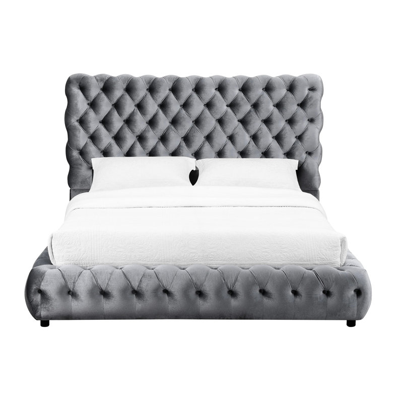 Lit luxueux très grand avec tête de lit et lit tapissier contemporain, Très grand lit, Noir