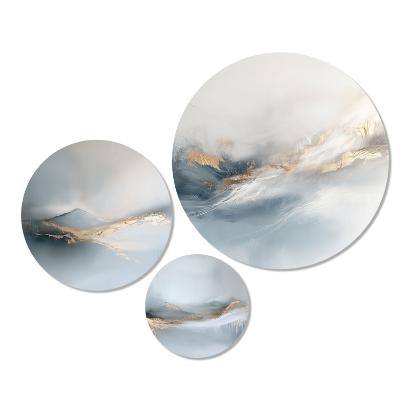 Aquarelle montagnes - Paysage, art mural en métal 3 pièces