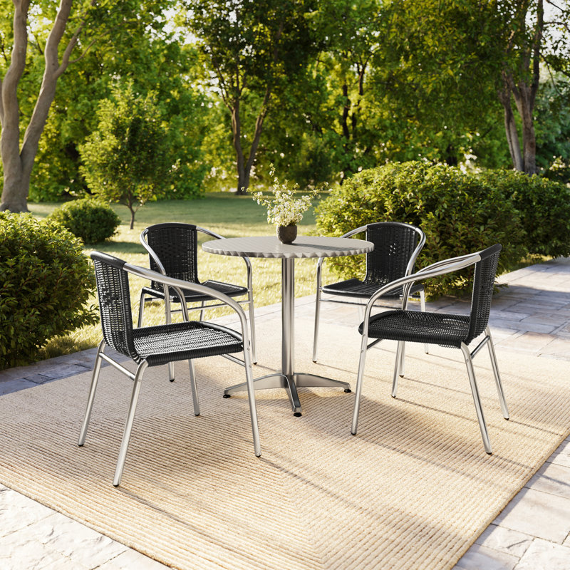 Haverhill Round 5 Piece Dining Set, 27.25" H x 31.5" W x 31.5" D, Black