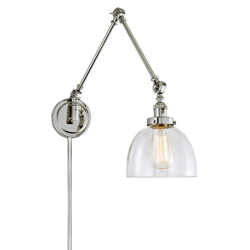 Martucci Plug-in Swing Arm Sconce, Polished Nickel