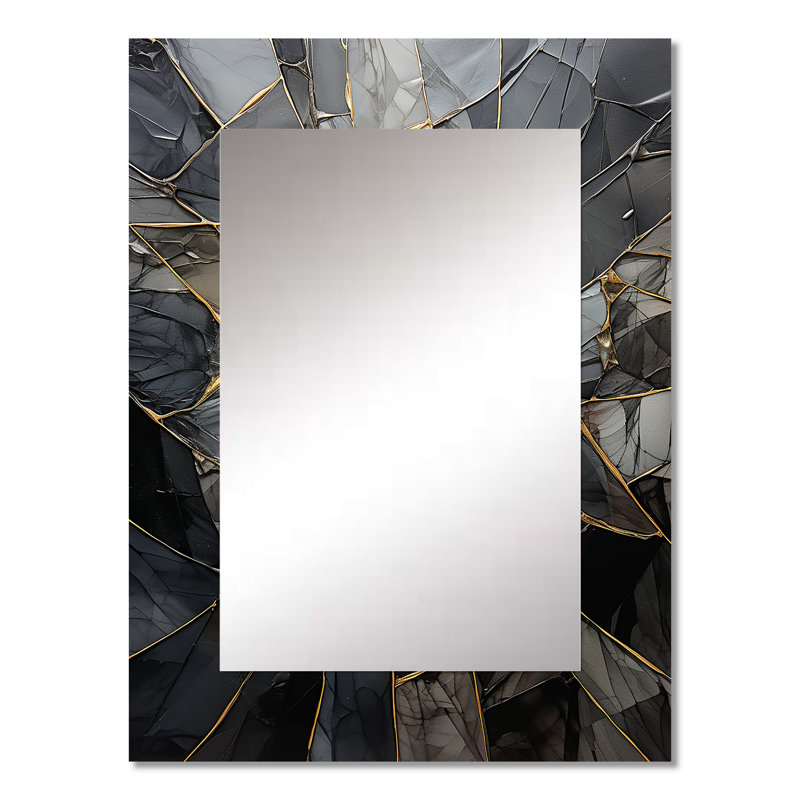 Geometric Glam Contemporary - miroir décoratif géométrique, miroir mural moderne, impression d'art en métal, 32 po x 24 po