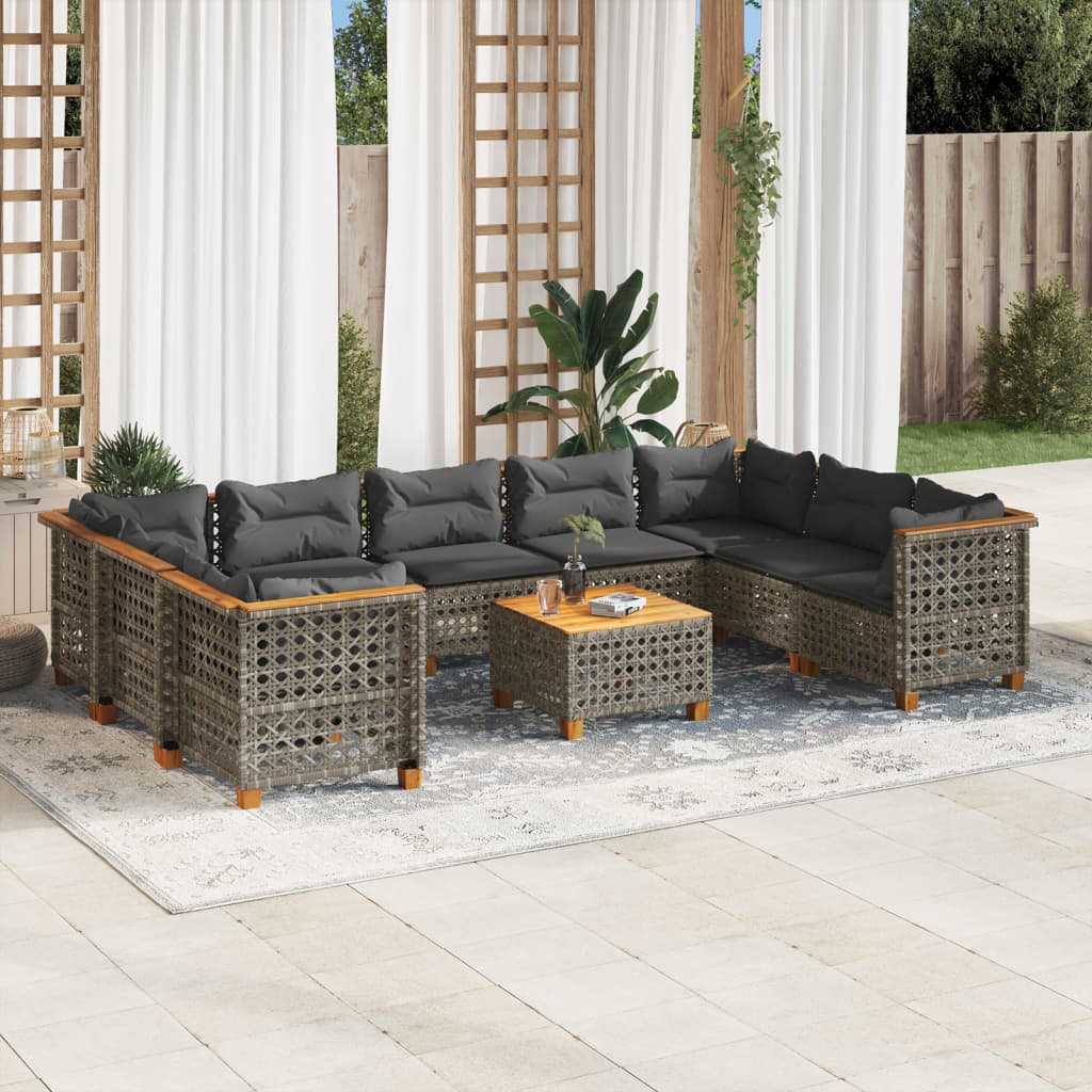 8-Sitzer Lounge-Set Amirat aus Polyrattan mit Kissen