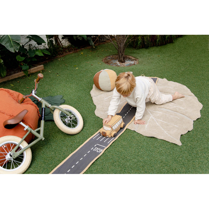 Cotton Area Rug in Gray/Tan