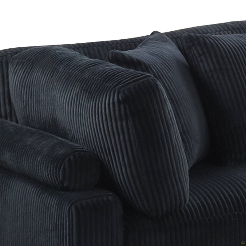 Coin en tissu de velours côtelé avec cadre en bois, Velours côtelé noir