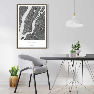New York Graphic Map | Industrial Shapes Framed Canvas Decor