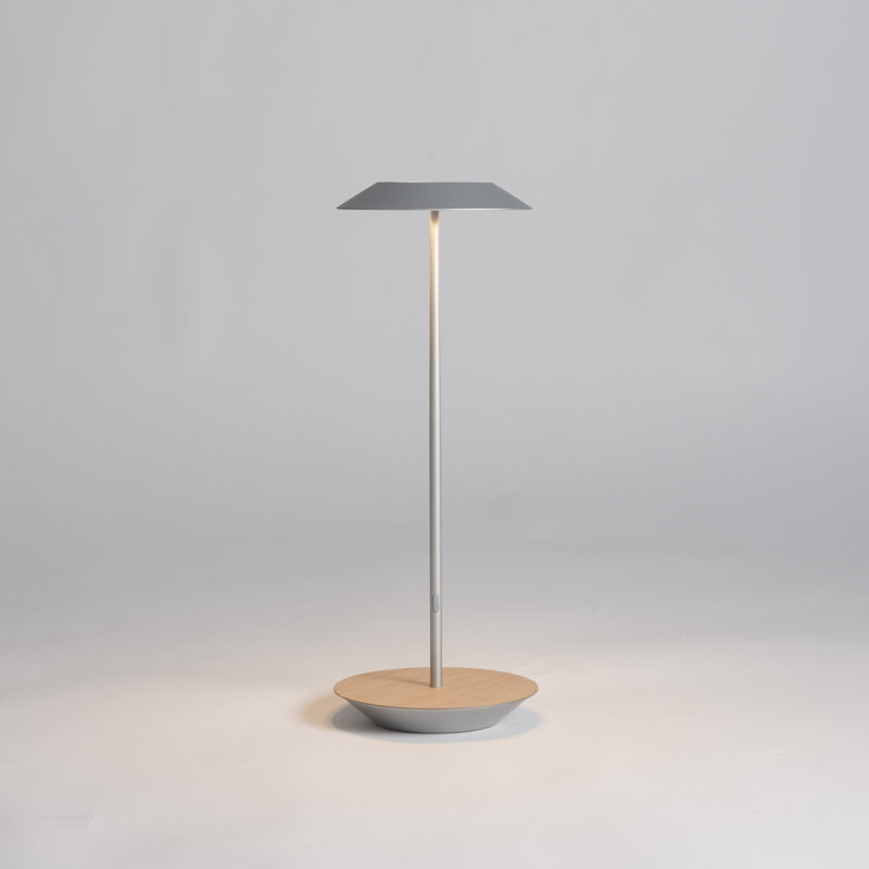 Royyo Metal USB Desk Lamp, Silver/White Oak
