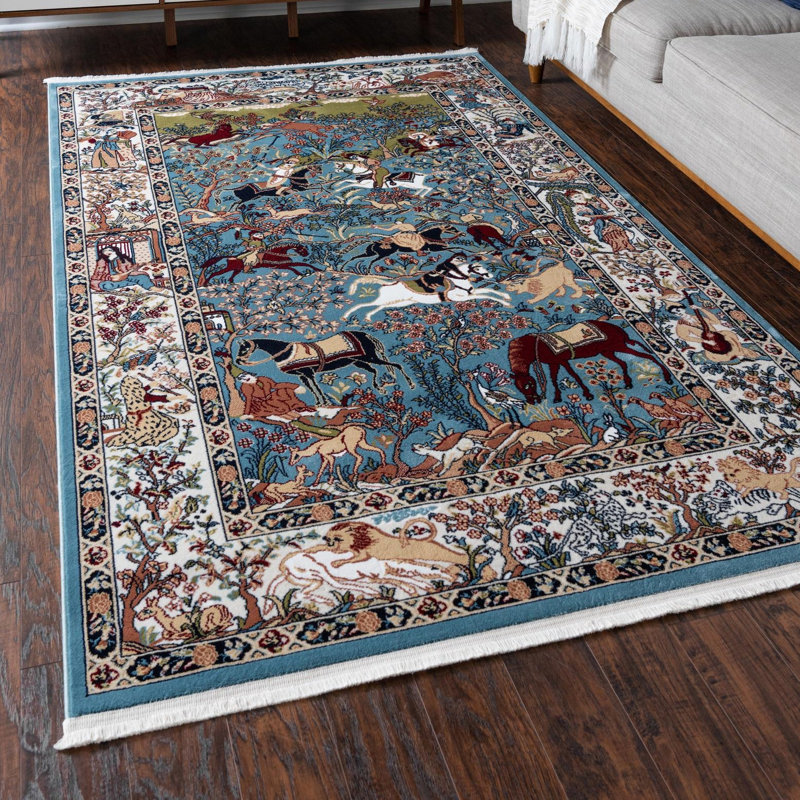 Ledger Oriental Multicolor Area Rug, Blue, Rectangle 6'1" x 9'