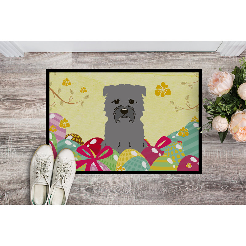 Non-Slip Easter Outdoor Doormat, Gray, 27" L x 18" W