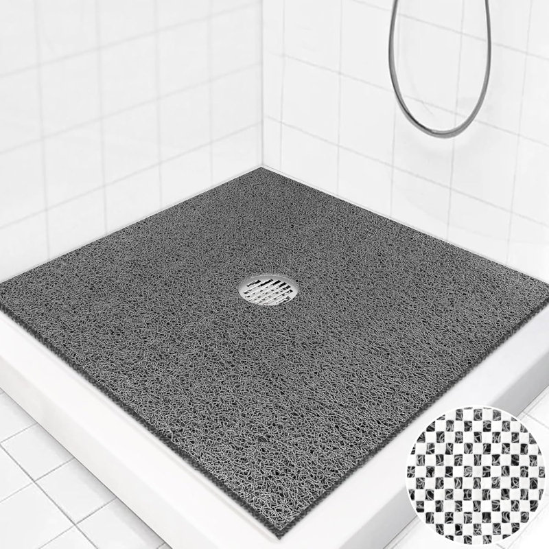36"x36" Non-slip Square Shower Mat Grey