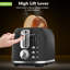 Longdeem 2-slice Toaster, Wide Slots, 6 Shade Settings, Auto Shut-off, Easy-clean Tray, Black