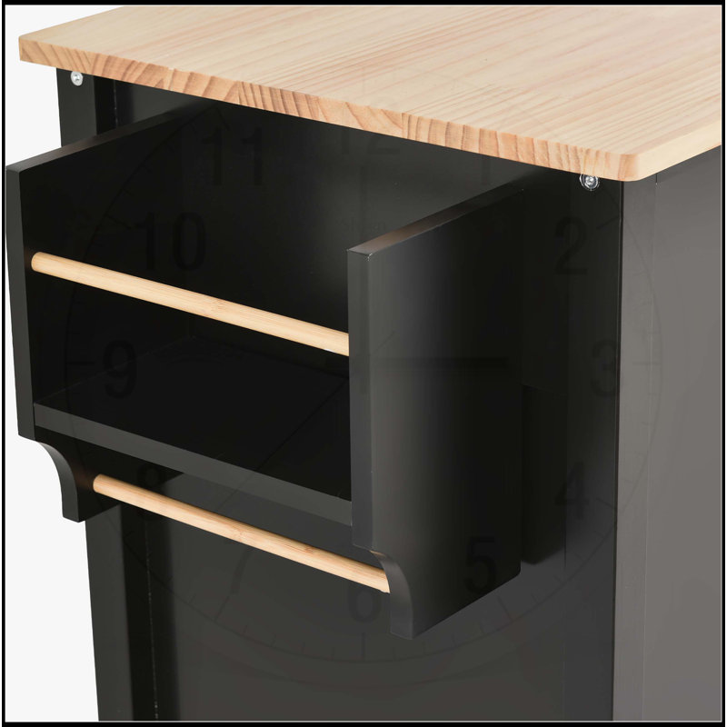 Versatile Kitchen Island Cart with Multiple Storage Options and Mobility, Black
