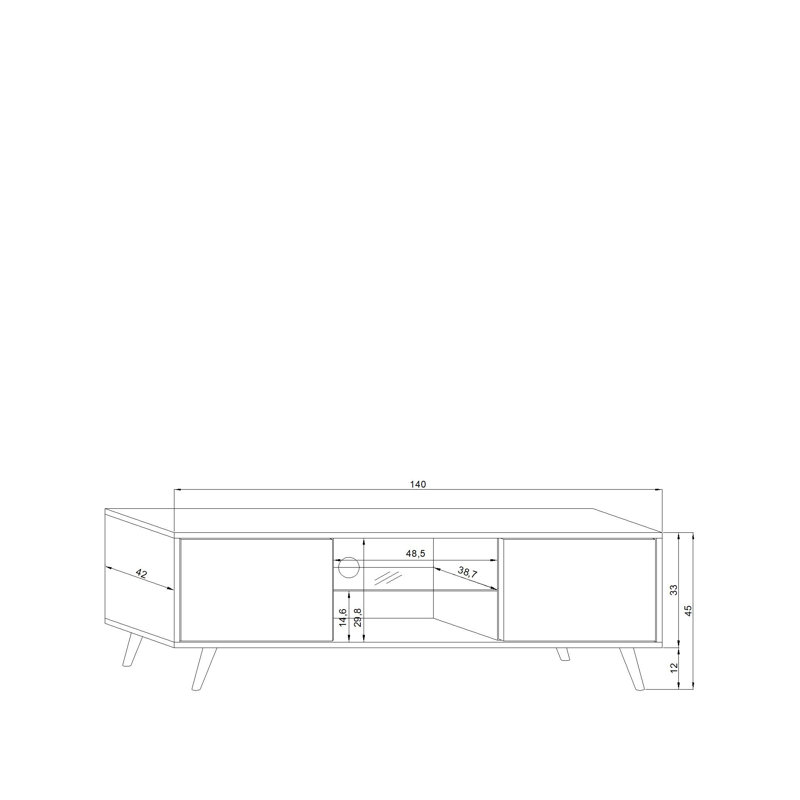 Sugden Unfinished TV Stand for TVs up to 70", Grey/White