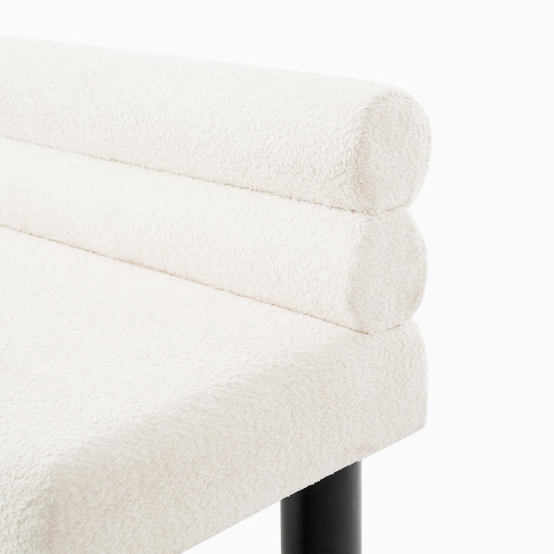 Banc rembourré polyvalent avec pieds en bois d'hévéa, support stable pour une utilisation quotidienne, Beige,Black, Beige