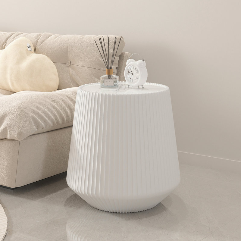 Table basse moderne en cuir fritté clair avec dessus en pierre pour meuble de salon (chaque plateau possède un motif gris unique)