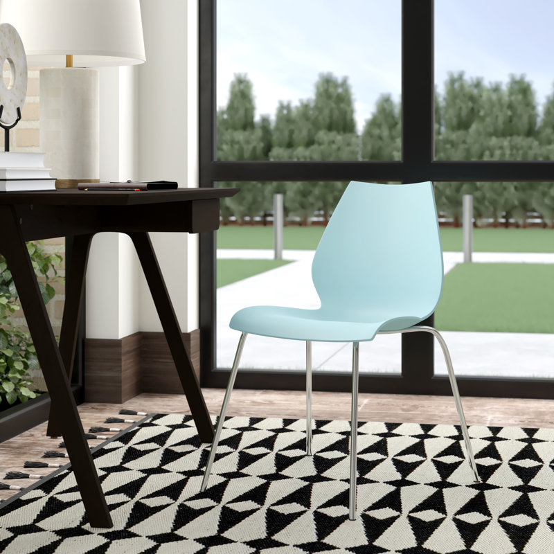 Maui Chair by Vico Magistretti, Chrome Steel, Light Blue