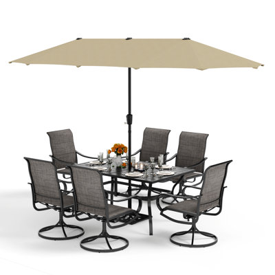 Ensemble de salle à manger rectangulaire pour 6 personnes de 60 po avec parasol Alyah