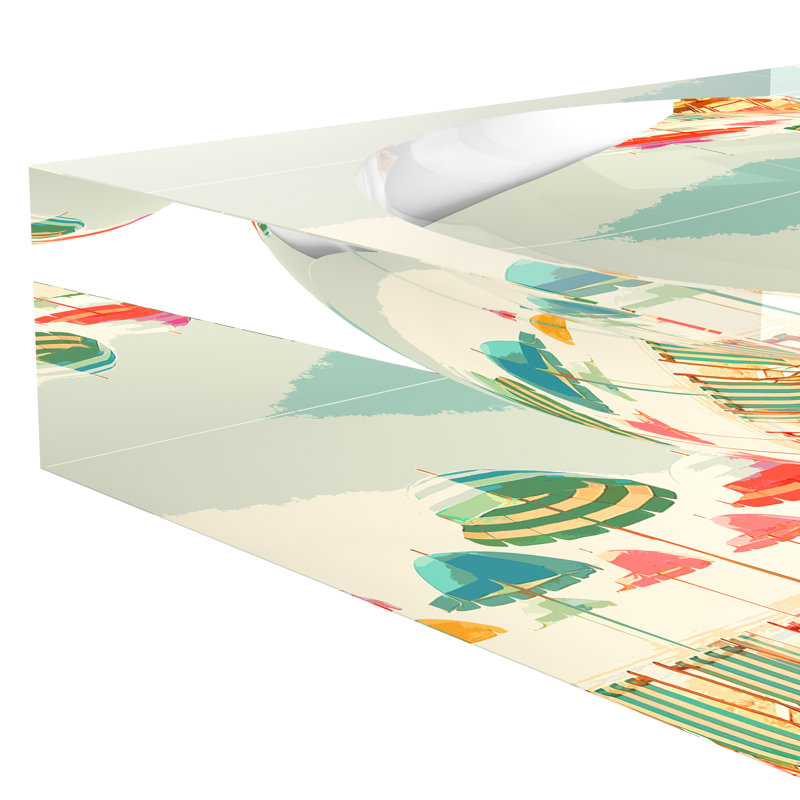 Beach Umbrella Pastels Acrylic Decorative Tray, 6"W x 6"D x 2"H
