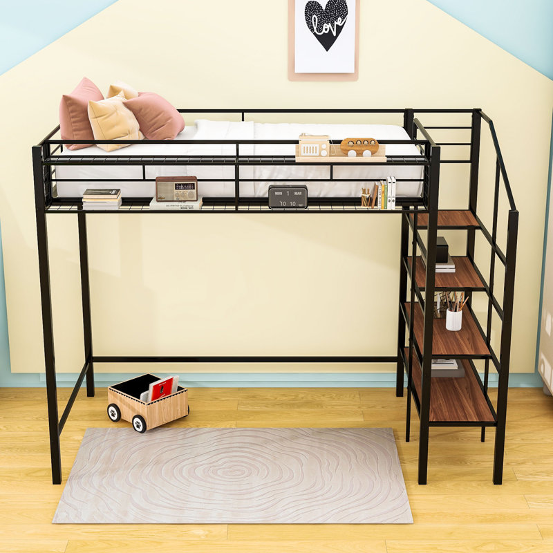Lit mezzanine avec tablettes Northpoint par Mason & Marbles, Noir, Simple