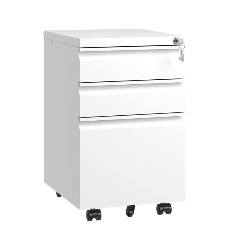 File Cabinet, White File Cabinet, Metal File Cabinet, With 3 Drawer, White