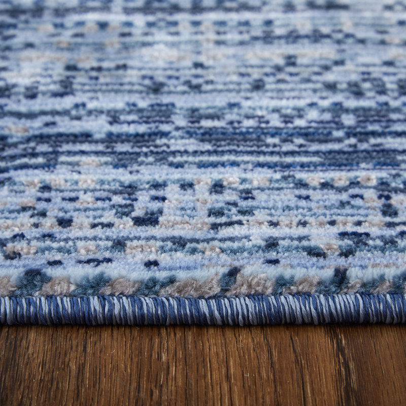 Tapis Esser moderne uni, tapis d'appoint, Bleu / Argent, Rectangle 7 pi 10 po x 10 pi 3 po
