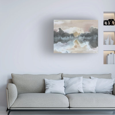 Art mural sur toile tendue - "Moody Horizon Mist I" de June Erica Vess pour décoration de salon, de chambre à coucher ou de bureau - 18 x 24