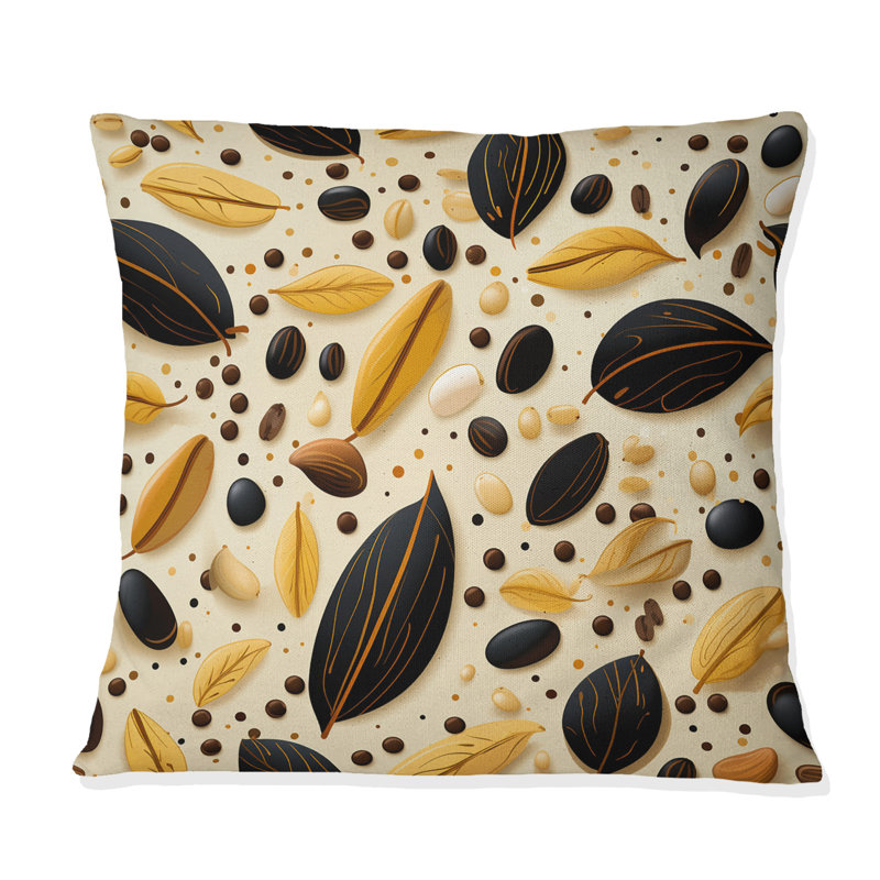 Coussin décoratif en polyester à motif botanique crème et botanique II, H 18 po x l 18 po