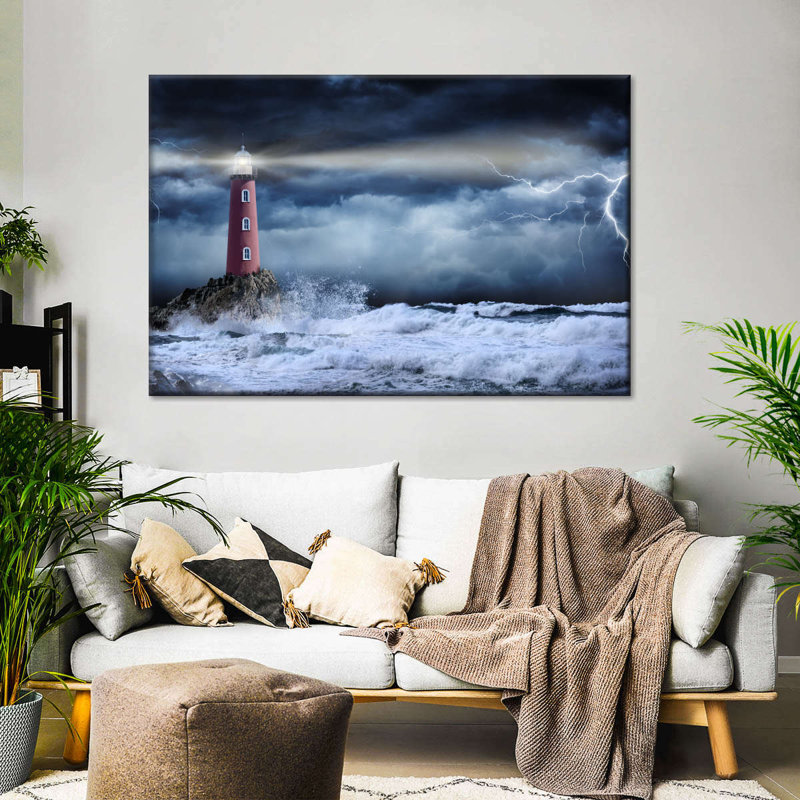 «Lighthouse Beam In Storm», reproduction sur toile, H 36 po x l 24 po x P 1,25 po