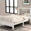 Lit plateforme simple en bois blanc avec tête de lit et support inclus, 10 supports, facile à assembler