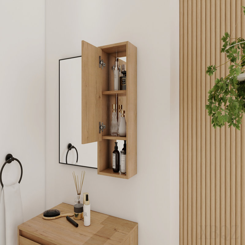 10''  Wall Mounted Storage Cabinet, Bathroom Mirror Cabinet With Soft Close Door,Plywood(Mc250iimo)(Mirror Cabinet Only, Without Black Aluminum Frame Mirror)