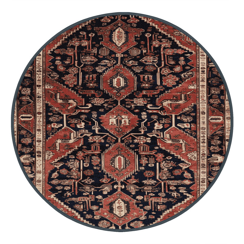 Tapis brun lavable à la machine, Rond 3 pi
