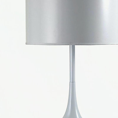 25" Tall Metal Table Lamp with White Finish, White Round Shade