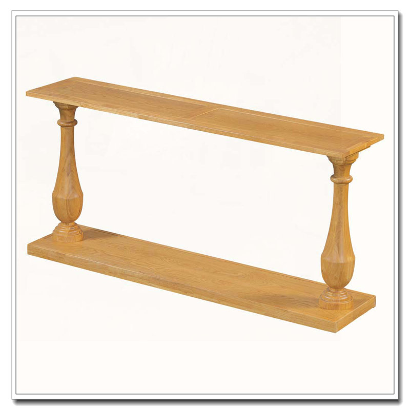 63"Long Console Table with Open Shefl Storage, Natural Wood