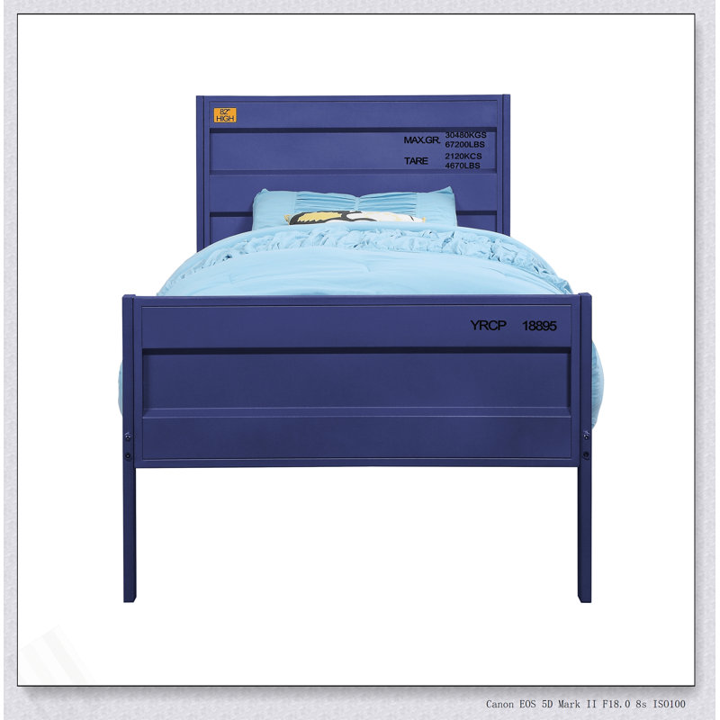 Cargo Blue Finish Twin Bed, Blue, Twin