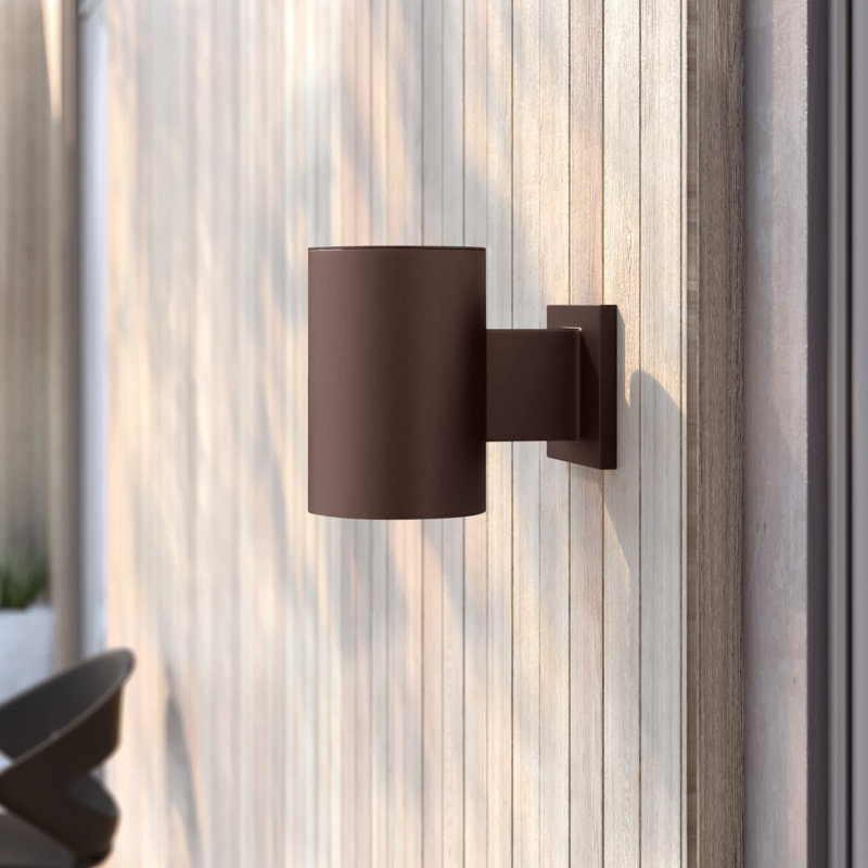 Edith Aluminum Outdoor Armed Sconce, Bronze, 7.25" H x 5" W x 8" D, Down