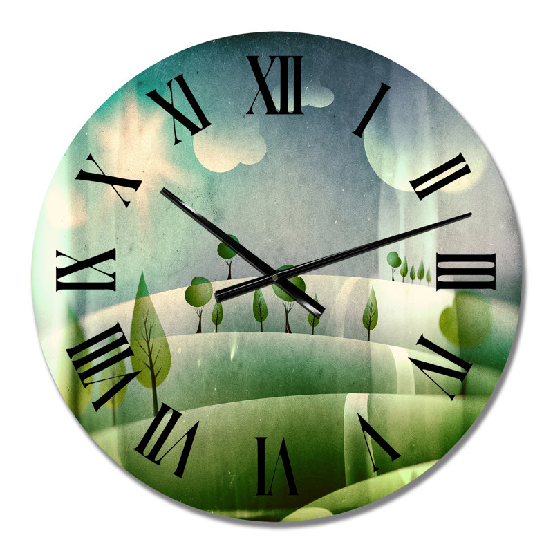 Green Fantasy Landscape - Horloge murale pour enfants, Moyen