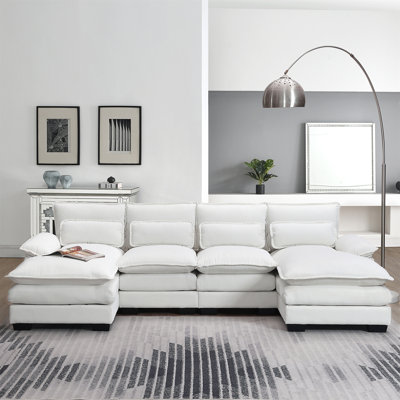 109.8*55.9"" Modern U-Shaped Sectional Sofa With Waist Pillows -  Latitude Run®, C96683315B8B4C1ABC61CF6CA632B898